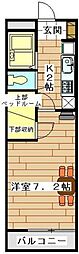 レオパレスコマツ 1Kの間取図画像