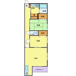 JR川越線 南古谷駅 徒歩4分の賃貸マンション 3階2LDKの間取り