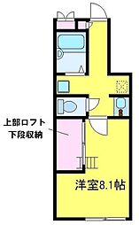 東武東上線 坂戸駅 徒歩14分の賃貸アパート 1階1Kの間取り