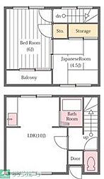 コスモハイツ 2LDKの間取図画像