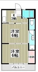 東武東上線 坂戸駅 徒歩17分の賃貸アパート 2階2Kの間取り