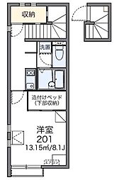 西武新宿線 狭山市駅 徒歩10分の賃貸アパート 2階1Kの間取り
