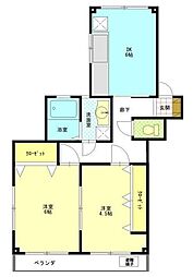 東武越生線 東毛呂駅 徒歩8分の賃貸アパート 2階2DKの間取り