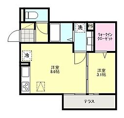 東武東上線 川越市駅 徒歩4分の賃貸アパート 3階1LDKの間取り