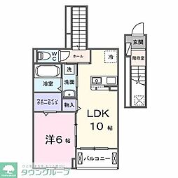 西武新宿線 入曽駅 徒歩6分の賃貸アパート 2階1LDKの間取り