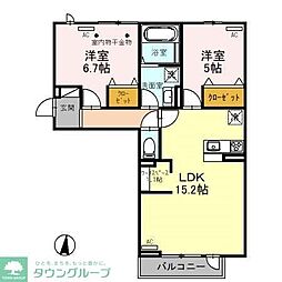 東武東上線 高坂駅 徒歩7分の賃貸アパート 2階2LDKの間取り