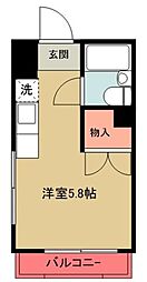 西武新宿線 新狭山駅 徒歩5分の賃貸マンション 1階ワンルームの間取り