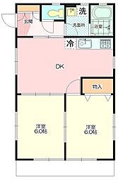 ハイツ波庵 2DKの間取図画像