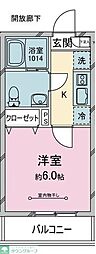 川越市大字的場アパート 1Kの間取図画像