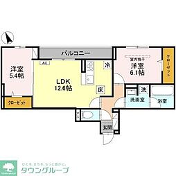 川越市砂新田3丁目アパート 2LDKの間取図画像