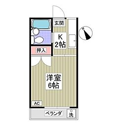 エクセル鶴ヶ丘 1Kの間取図画像