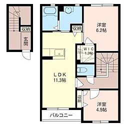 リーリエB 2LDKの間取図画像