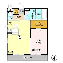 グレイス・フォレ1 1LDKの間取図画像