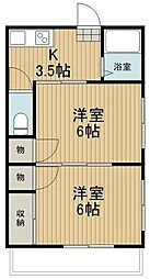 日光ハイツ 2Kの間取図画像