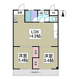 ロワール坂戸 2LDKの間取図画像
