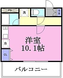 ジュネス2 ワンルームの間取図画像