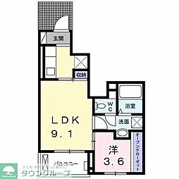 グランツポプラ高尾 1LDKの間取図画像