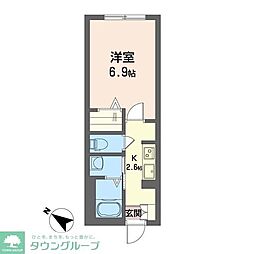 ヴァンソレーユ 1Kの間取図画像