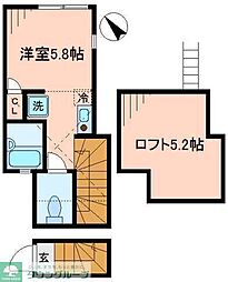 バーミープレイス国立 1Kの間取図画像