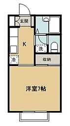 ペルレ2 1Kの間取図画像