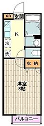 グランレーヴ 1Kの間取図画像