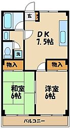 ベァーズパレス 2DKの間取図画像