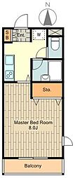 クレセール 1Kの間取図画像