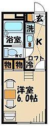 レオパレス聖蹟ロイヤルハイツ 1Kの間取図画像