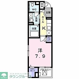 ゴールデンソレイル 1Kの間取図画像