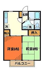 グレイス・パル2 2DKの間取図画像