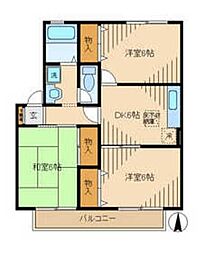 クレストパーク南大沢 3DKの間取図画像