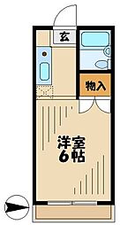 プレシオ多摩 1Kの間取図画像