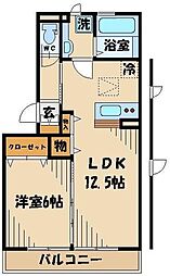 ブリージンB 1LDKの間取図画像