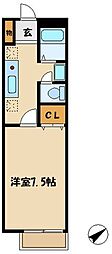 サニーヒル 1Kの間取図画像