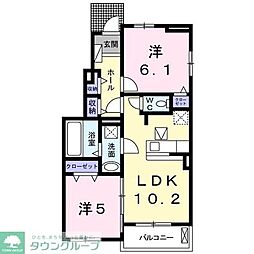 カルム2 2LDKの間取図画像
