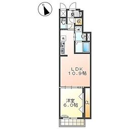 JR中央線 八王子駅 徒歩18分の賃貸マンション 3階1LDKの間取り