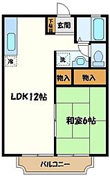 サンシティー 2階1LDKの間取り
