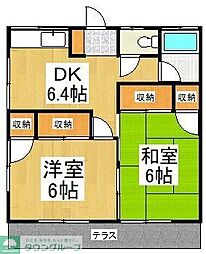 明城コーポ 1階2DKの間取り