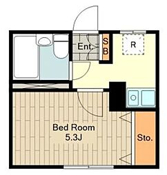 JR中央線 国立駅 徒歩8分の賃貸アパート 1階1Kの間取り