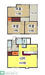 カナマサ貸家 1階3LDKの間取り