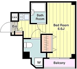 JR中央線 八王子駅 徒歩12分の賃貸マンション 5階ワンルームの間取り