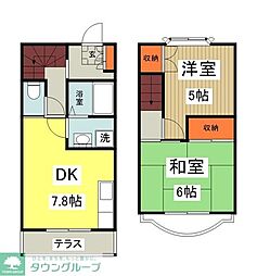 椚田シャンブル 1階2DKの間取り