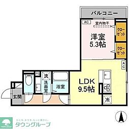 D-ROOM元横山町 2階1LDKの間取り