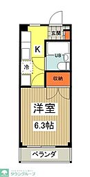 カーサ四谷 1階1Kの間取り