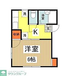 パルコート5 2階1Kの間取り