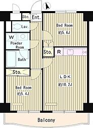 メゾン「サロム」 7階2LDKの間取り