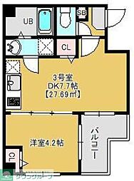 カイテキース 4階1DKの間取り