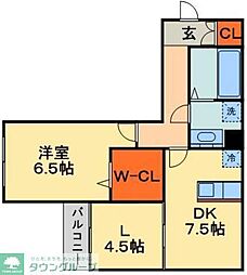 Ｓｅｊｏｕｒ　ＢｏＷ 1階2DKの間取り