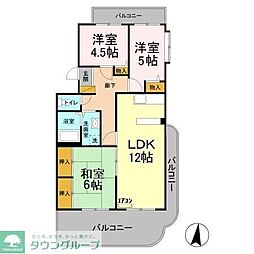 エコガーデンＣ棟 2階3LDKの間取り