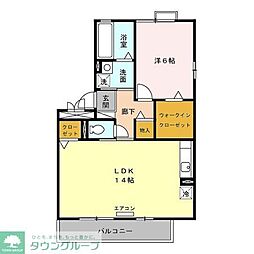 ロジュマンマエバラＥ 2階1LDKの間取り
